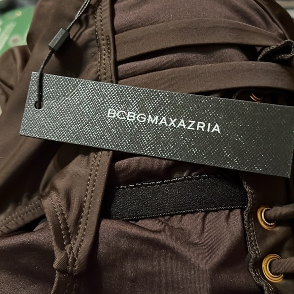 NWT BCBGMAXAZRIA One Piece Swimsuit Lace Up Grommet Tummy Control Quick Dry - Picture 5 of 6